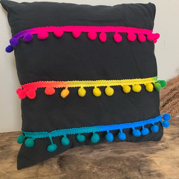 Rainbow Pom Pom Mini Pillow - Picture 3 of 5